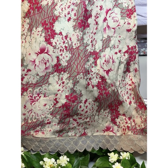 Aubade Paris‎ Vintage Y2K Lingerie Nightgown Pink Abstract Flowers Adj. Straps - Picture 7 of 13